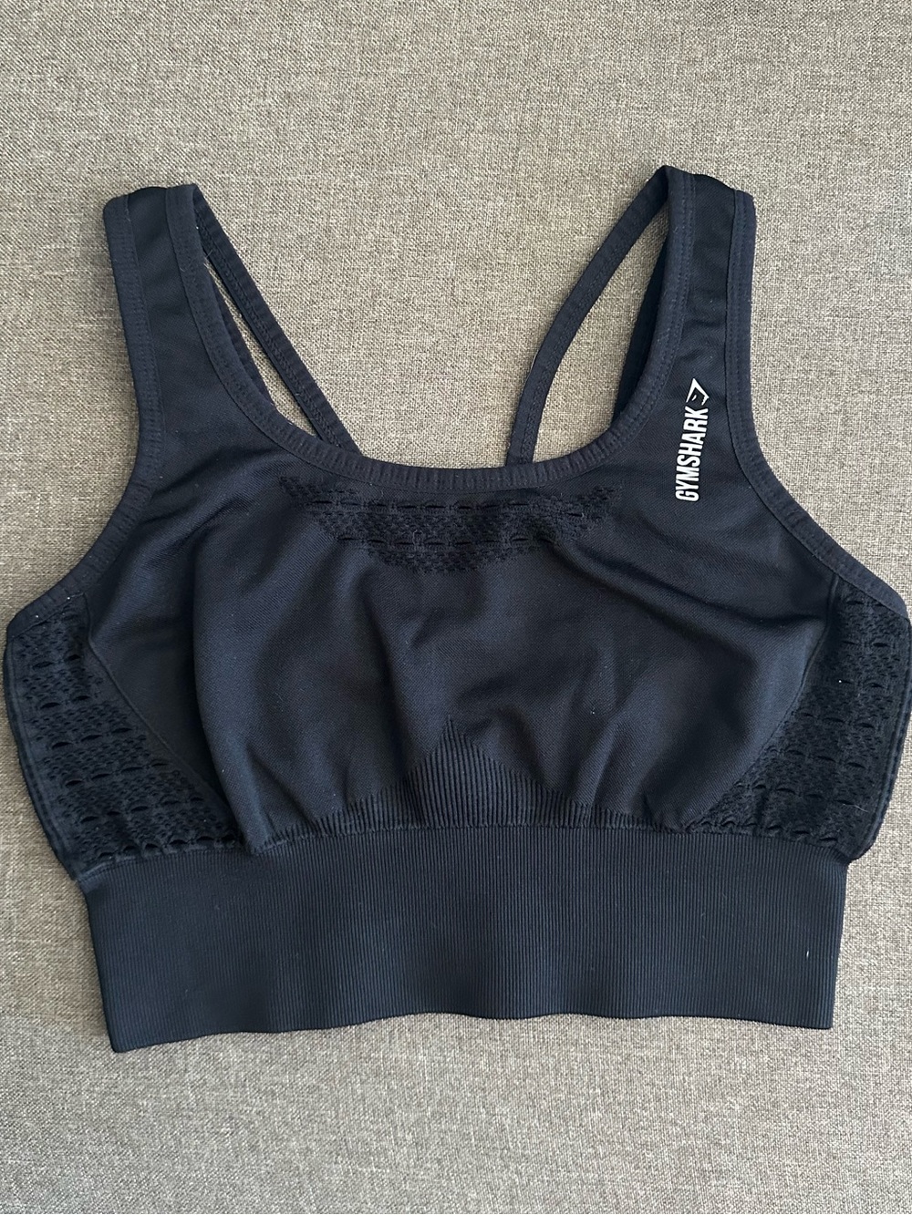 Gymshark Black Lace-Trim Seamless Sports Bra